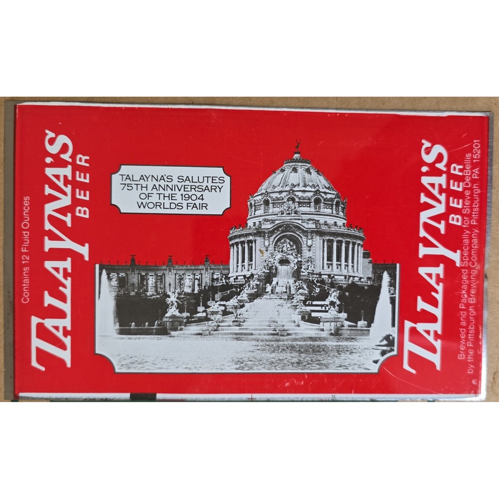 Vtg Talaynas Beer 75th Anniversary 1904 World's Fair flat unrolled  beer Can